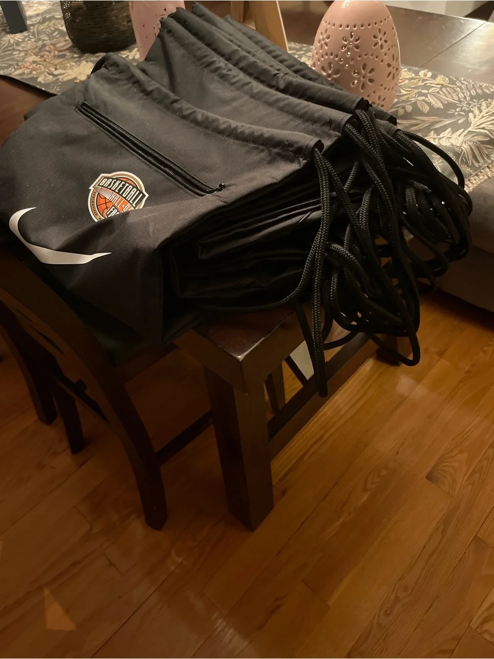 Nike Black Drawstring Gym Sack with Basketball Patch and White Swoosh